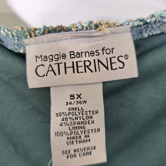 Catherines Tunic Lace Top 5X Plus Embroidered Lined Women New Teal - Picture 5 of 13